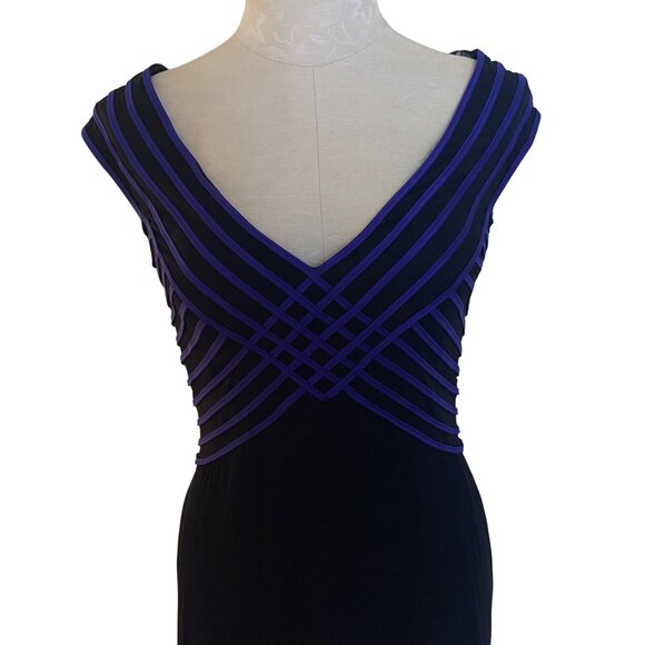 Deadstock Tadashi Vintage 1990s Womens Gown Size 8 Black Ribbon Chiffon Skirt - Picture 5 of 11